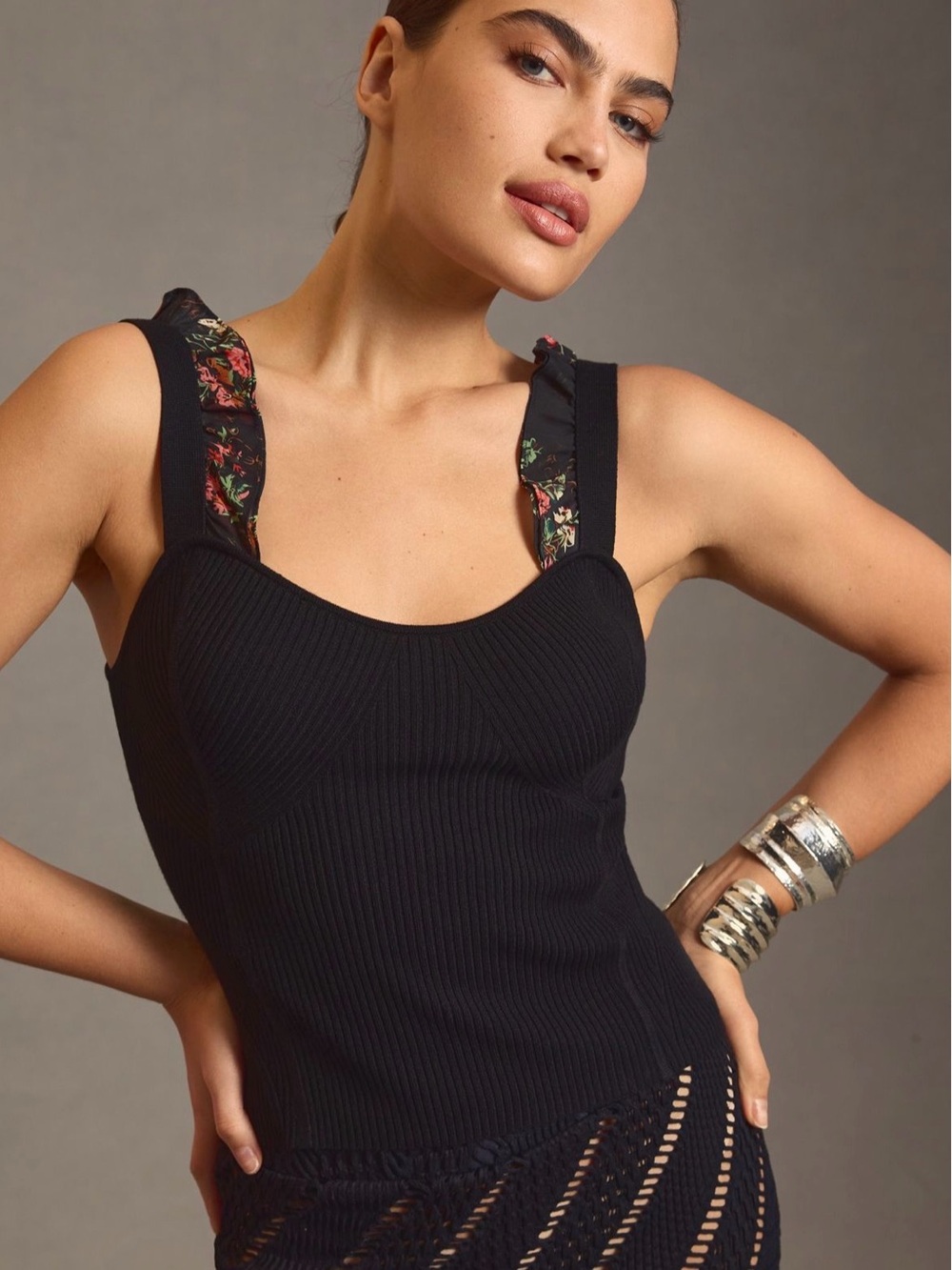 Anthropologie Maeve Ruffle Strap Tank